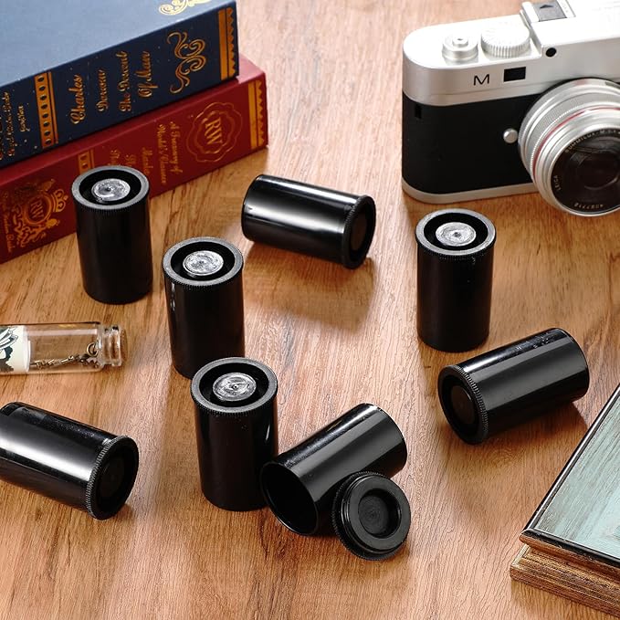 Wenqik 50 Pcs Film Canisters with Caps for Rockets 35 mm Plastic Empty Film Canister Holder Camera Reel Containers for Beads Fish Hook Keys Small Accessories Storage(Black)