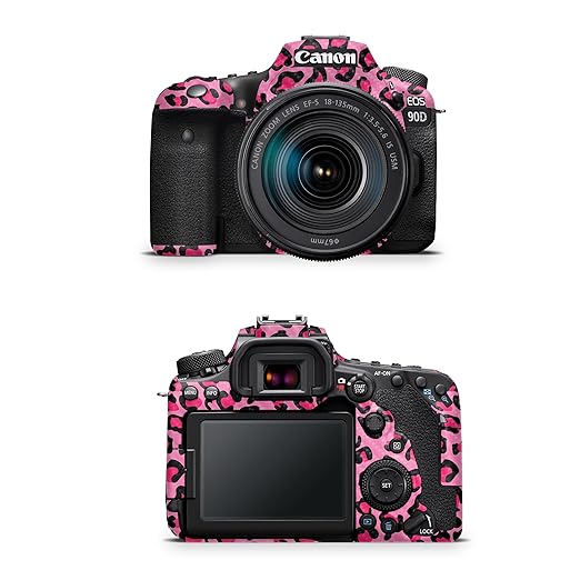Carbon Fiber Camera Skin Compatible with Canon EOS 90D Camera (2019) - Pink Leopard - Premium 3M Vinyl Protective Wrap Decal Cover - Easy to Apply | Crafted in The USA by MightySkins