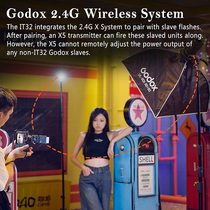 Godox IT32 TTL Camera Flash with X5O Flash Trigger for Olympus, Magnetic Hotshoe & Trigger 2-in-1,Colorful Touch Screen,Rotatable Flash Head,X SystemTTL&HSS,LED Modeling Lamp,Creative Accessories