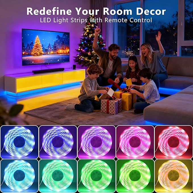 DAYBETTER Led Strip Lights 400 ft (4 Rolls of 100 ft) Smart Led Light Strips with Remote and App Control, RGB Music Sync Color Changing Led Lights for Bedroom, Kitchen, Party, Home Decor