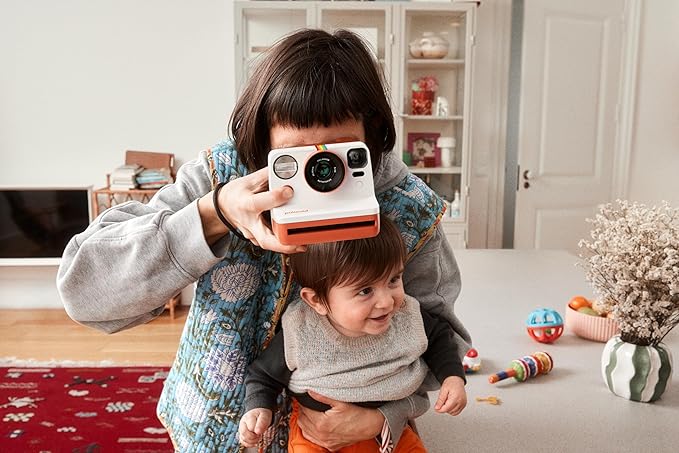 Polaroid Now 3rd Generation I-Type Instant Camera + Film Bundle - Now Pebble White Camera + 16 Color Photos (6561)