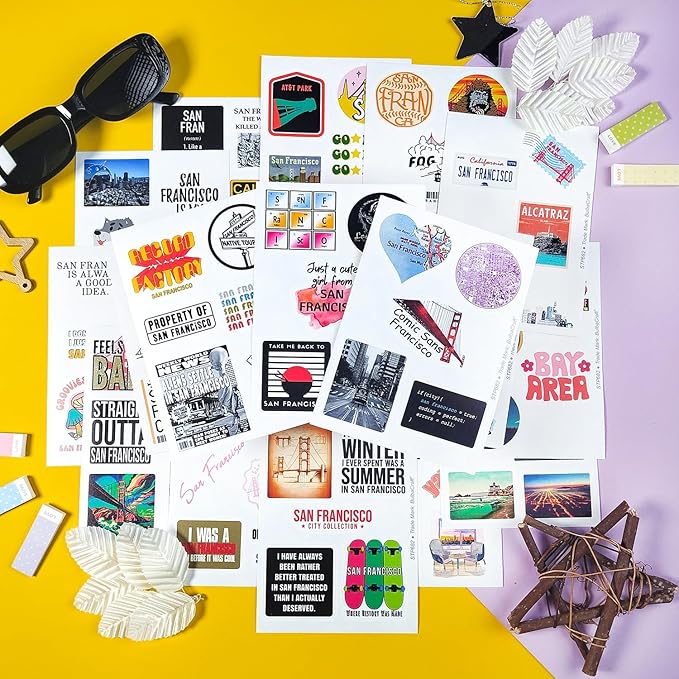 BulbaCraft 100Pcs San Francisco Stickers for Water Bottles, San Francisco Souvenirs, Gifts for Women & Men