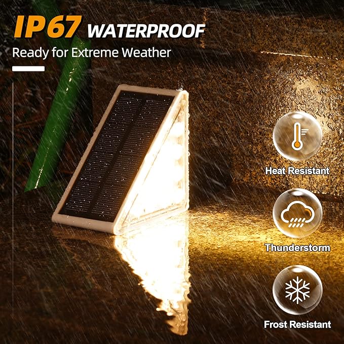 NIORSUN Solar Step Lights,6 Pack RGB Solid Color Changing Solar Stair Lights Outdoor Waterproof IP67 Auto On Off,Solar Lights for Steps,Stair,Patio,Yard,Porch,Front Door,Deck Decor