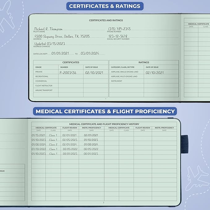 Clever Fox Pilot Logbook – Hardcover Flight Log Journal for Professional & Student Pilots – Aircraft Record Book, Aviation Gifts & Gear (Skyline Blue)