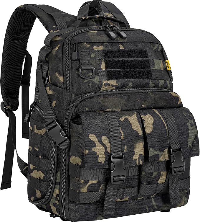 TORIBIO Camera Backpack for DSLR/SLR/Mirrorless Photography Camera, Water-resistant Tactical Camera Travel Bag Backpack Case with 15.6" Laptop Compartment, Tripod Holder