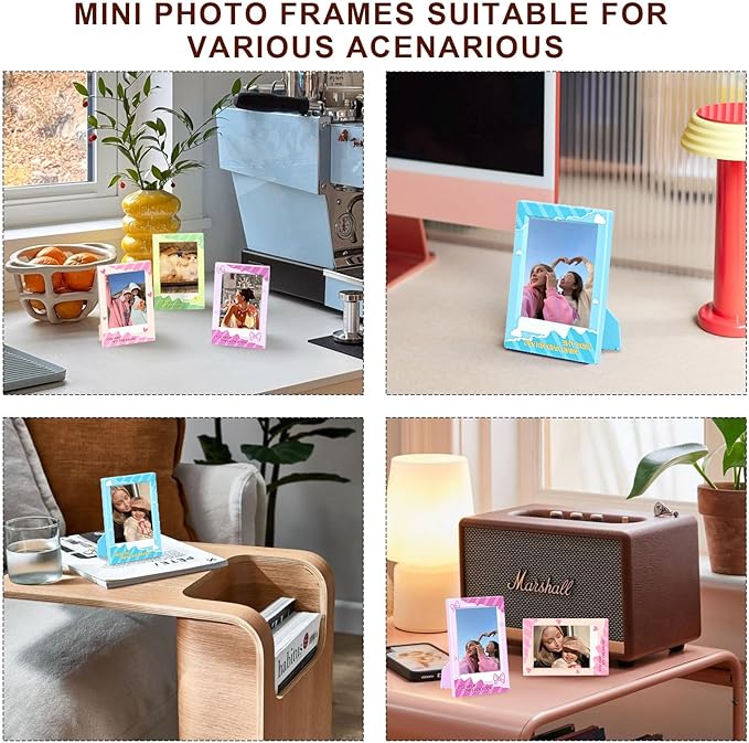 WOGOZAN 2x3 Mini Picture Frame for Fujifilm Instax Mini 12/11/99/41/40/SE/EVO Classic Polaroid Frames 2.15x3.4 Inches Photo Picture Frame with Magnetic Sticker and Protective Film (Colorful) (5 Pack)