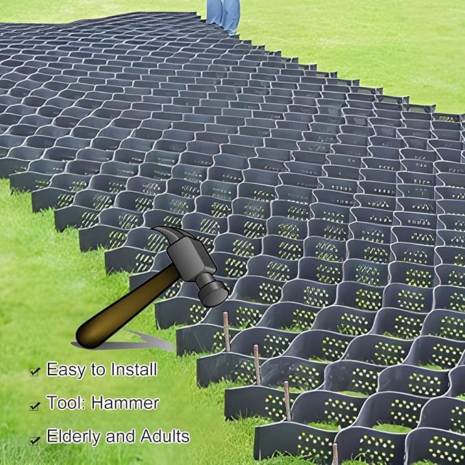 Permeable Pavers Honeycomb Geo Cell Grids 7m x 10m (23ft x 33ft) - Parking Pad & Backyard Pool Deck Reinforcement, Ideal for Pea Gravel Stone Stabilization
