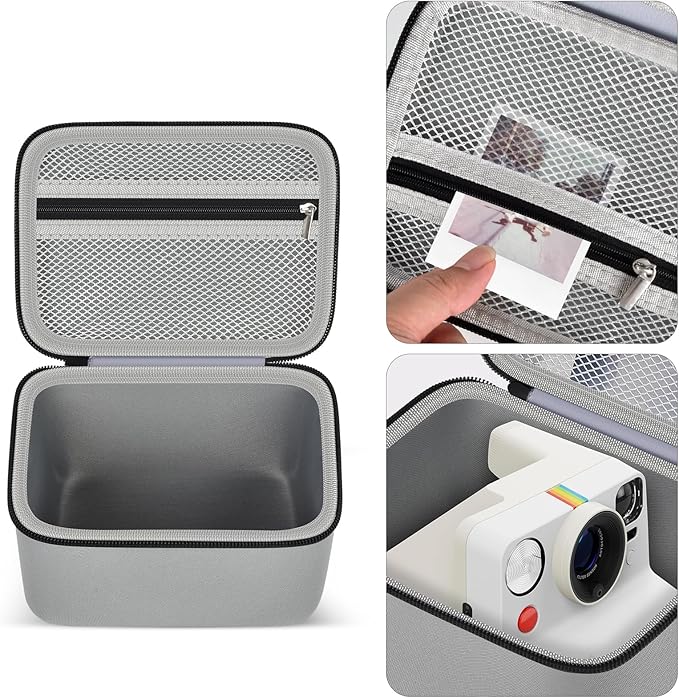 Portable Carrying Case Compatible with Polaroid Now 2nd/ for 3rd Generation I-Type Instant Camera/for Now/for Now+/ for OneStep 2 VF/for OneStep+ Instant Film with Mesh Pocket - Grey