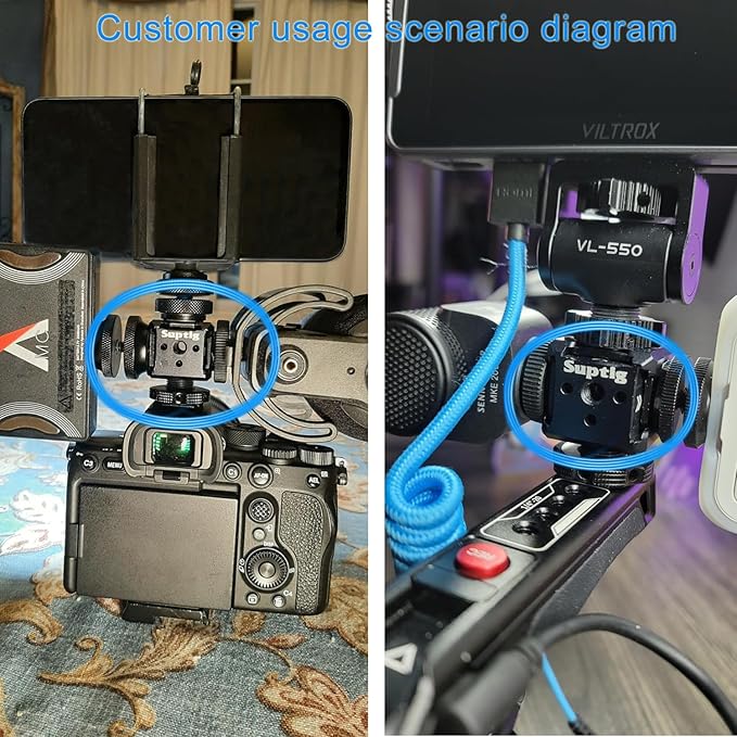 Suptig 3 Port Cold Shoe Mount with 1/4"-20 Thread for Camera Cage Flash LED Monitor Microphone etc.