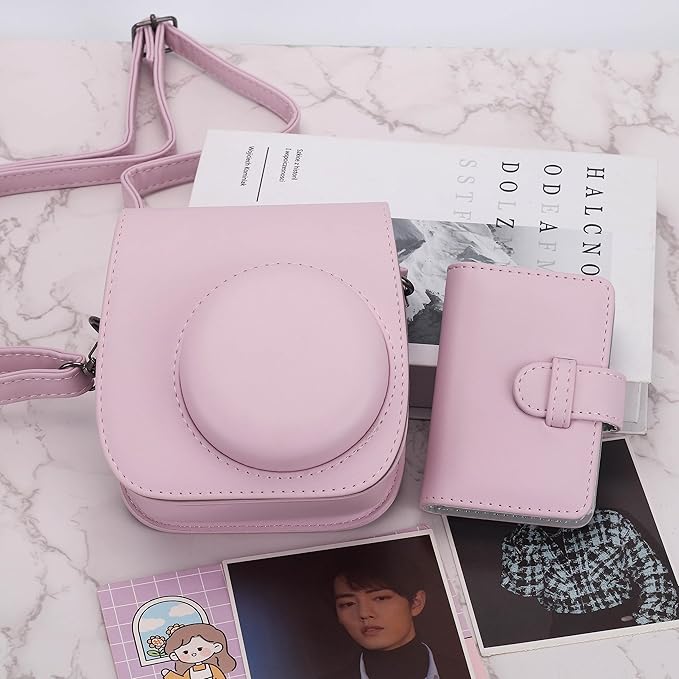 Frankmate Protective Case Compatible with Fujifilm Instax Mini 12 11 9 8 Instant Film Camera with Accessory Pocket and Adjustable Strap