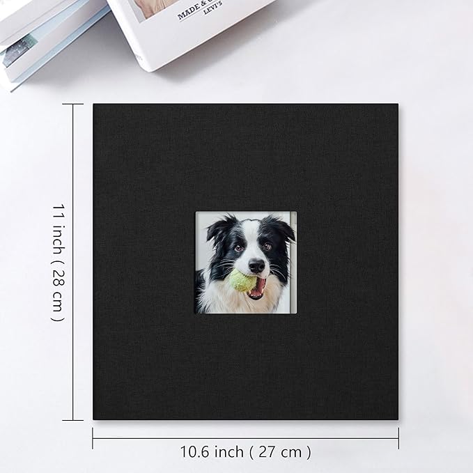 Vienrose Large Photo Album Self Adhesive for 4x6 8x10 Pictures Linen Scrapbook Album DIY 60 Blank Pages with A Metallic Pen