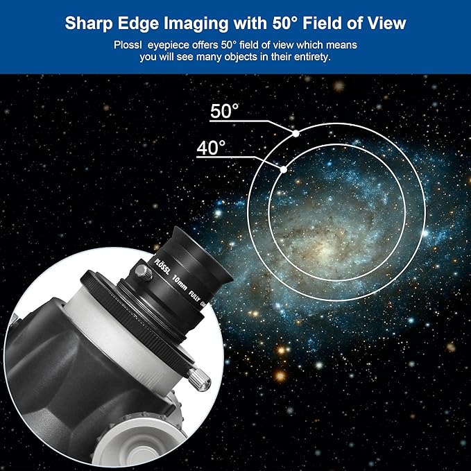Alstar 1.25 Inch Plossl Telescope Eyepiece - 10mm Fully Multicoated Optical Lens for 1.25inch Astronomic Telescope and Astronomy Filters - 4 Element Plossl Design