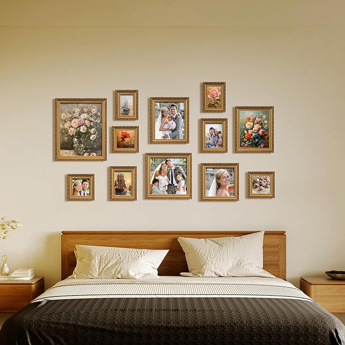 5×5 Gold Picture Frame - Picture Frames for Wall Hanging And Tabletop Display, Vintage Photo Frame for Poster,Vintage Frames,Christmas Frames,with Durable Plexiglass