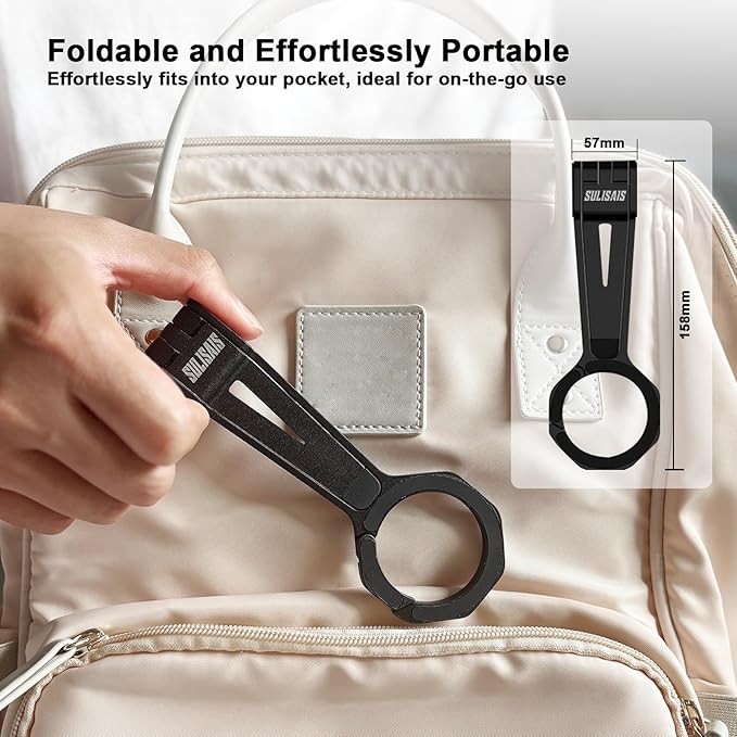Foldable Magnetic Phone Tripod for iPhone, Mini Tripod Pocket Cell Phone Stand Smartphone Desk Stand, Portable Magnetic Phone Stand with iPhone 16 15 14 13 12, Black
