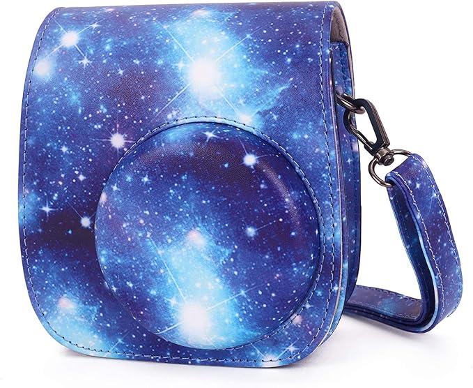 Phetium Instant mini 12 Camera Protective Case Compatible with Instax Mini 12 11,PU Leather Bag with Pocket and Adjustable Shoulder Strap (Starry Purple)