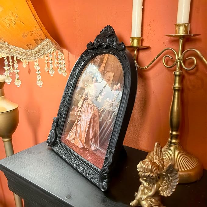 Vintage Picture Frames 8x10 Ornate Black Antique Picture Frames for Wall and Tabletop Vintage Photo Frame Victorian Home Decor Gallery Wall Decor in Arch Shape