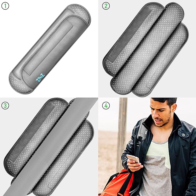 ZINZ Universal Shoulder Pad with Ultra Thick Cushion for Bag Luggage Bag Crossbody, Plus Long & Anti-Slip & Breathable,Grey