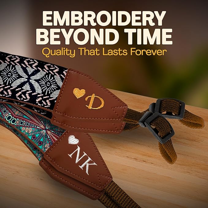 Art Tribute Camera Strap for All DSLR and Mirrorless Cameras. Add Your Name Or Initials Make It a Personalized Gift