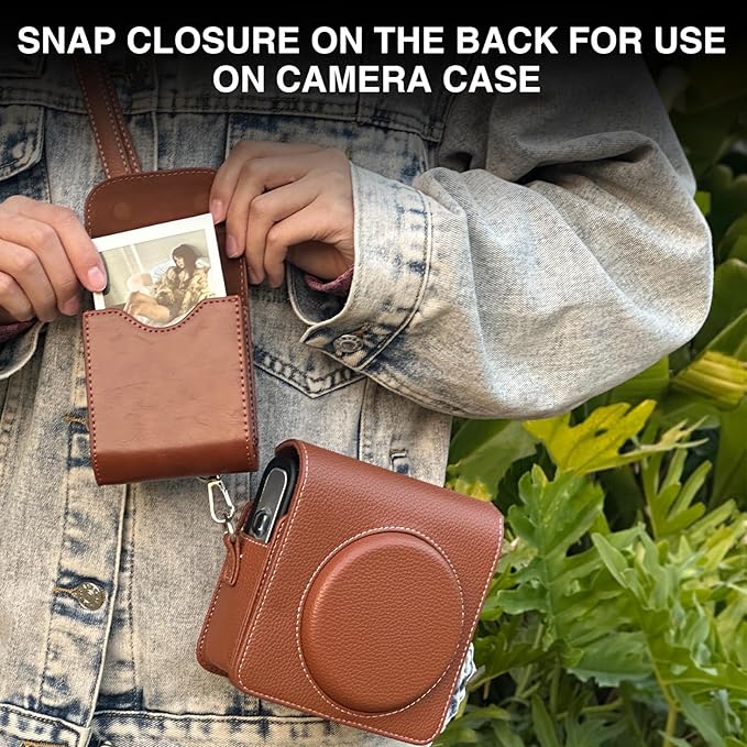 WOGOZAN Square Photo Album for Fujifilm Instax Square SQ1 SQ40 SQ20 SQ10 SQ6 SP-3 Instant Camera 2.9x3.4 Inch Films, SQ Photo Pouch Bag with Soft PU Leather Material and Magnetic Snap Design (Brown)