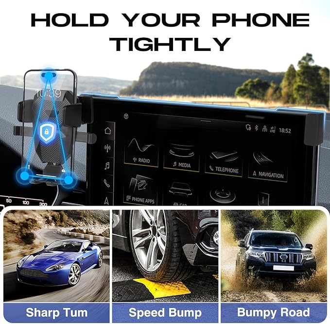 Audi Car Phone Holder for Audi A4/A5 2020+/Q5 2021+ Auto Accessories,Adjustable GPS Audi Cell Phone Mount,Hands Free Ultra Stable Phone Stand for All Phones【Only for 10.1" Screen】