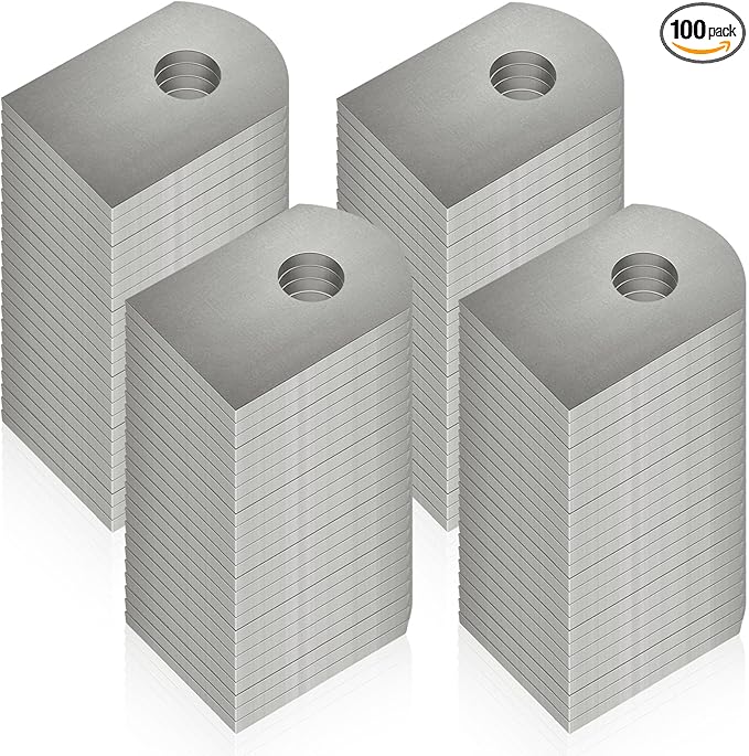 100 Pcs Weld on Tabs, Universal Shock Mount Flat Tab Bracket 1" W, 1 1/2" H, 3/8" Hole, 1/8" Thickness, Mild Steel Weld on Shock Mounts for Easy Welding