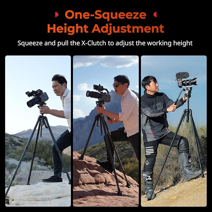 SmallRig x Potato Jet Tribex Carbon II Hydraulic Carbon Fiber Tripod, Fast Extend Camera Video Tripod with 4-Step Counterbalance Fluid Head,Weight 8.3lbs,Load up to 13.2lbs - 5755