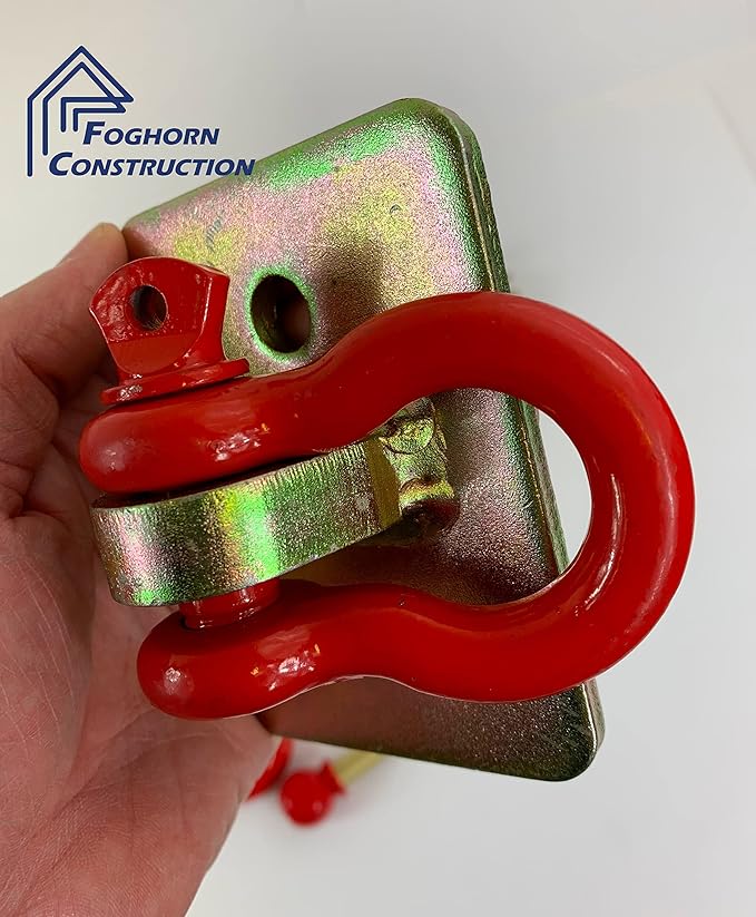 D Ring Shackles Mount with Backing Plate & 1/2 Inch D-Ring - D Rings for Trailers & Tractor Accessories - Trailer Tie Down Anchor - Includes Center Punch Tool - 2 Pack