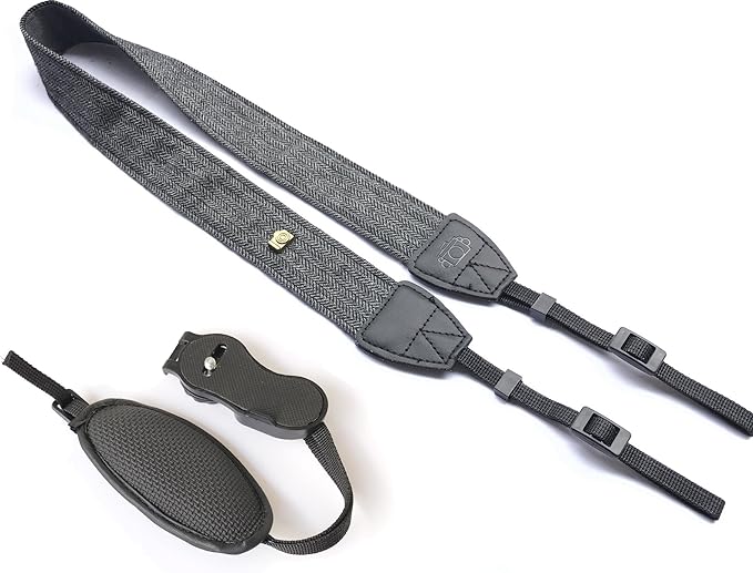 Alled Camera Neck Shoulder Belt Strap,Camera Straps for Women/Men for All DSLR/Nikon/Canon/Sony/Olympus/Samsung (Soft Black+Hand Grip Strap)