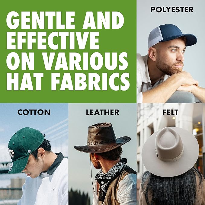 4-in-1 Professional Hat Cleaning Kit - Removes Dirt and Stains, Gentle Cleaner for Baseball Caps, Cowboy, and Felt Hats - Includes Hat Deodorizer, Brush, and Microfiber Cloth