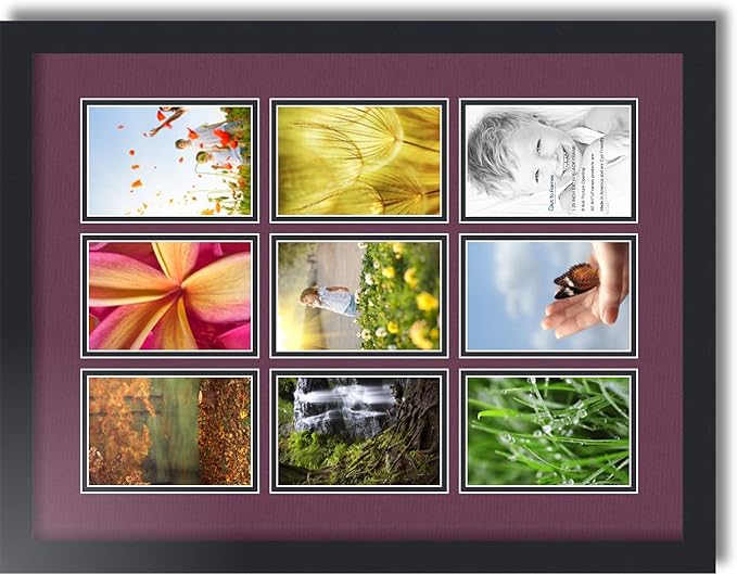 Art to Frames Double-Multimat-1047-815/89-FRBW26079 Collage Photo Frame Double Mat with 9-4x6 Openings and Satin Black Frame