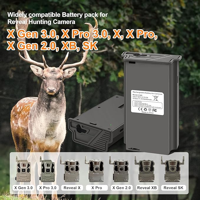 ANTIEE 2Pack Reveal Lithium Battery Pack Compatible with Tactacam Reveal Hunting Camera X, X Pro, Pro 3.0, X Gen 2.0 3.0, XB, SK Rechargeable Trail Camera Battery (Include Type-C Cable)