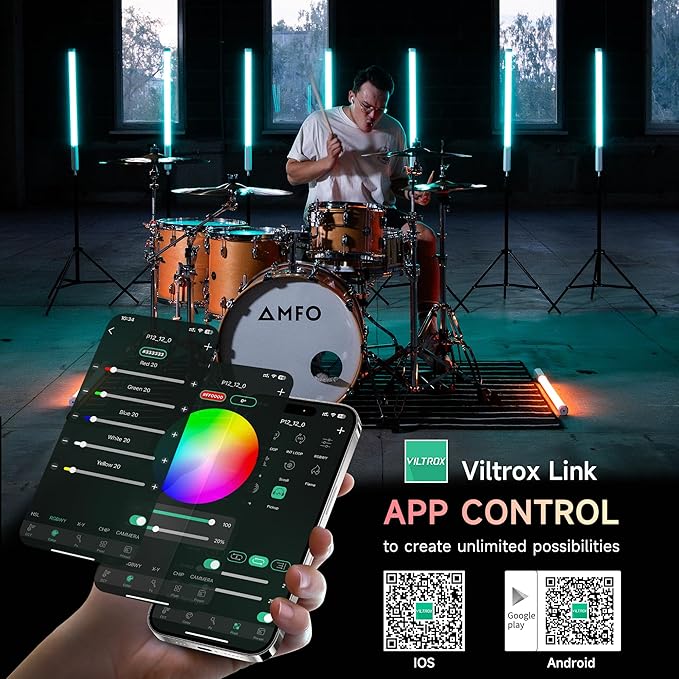 VILTROX P12 2 Pack RGB Tube Light, Full Color RGBWY Handheld LED Stick Light Wand with DMX App Control, 11 Pixel Effects 26 Scenes, Built-in Magnet, 2500-8500K, 2500mAh Battery, PD Fast Charging