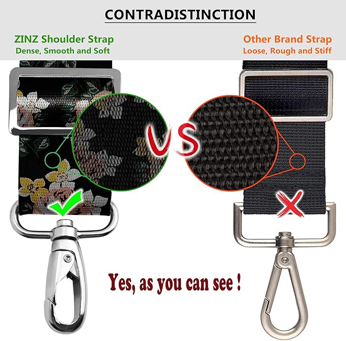 ZINZ Bag Shoulder Strap, Padded Adjustable Shoulder Strap Replacement