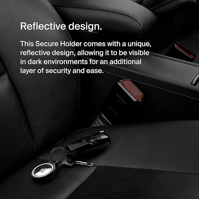 Belkin Apple AirTag Reflective Secure Holder w/Key Ring - AirTag Keychain - AirTag Holder - AirTag Keychain Accessories - Reflective & Scratch Resistant AirTag Case w/Raised Edges - 2-Pack Black