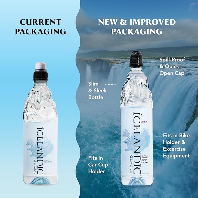 Icelandic Glacial Natural Spring Alkaline Water, 750 ml / 25.3 Fl Oz (Pack of 12)