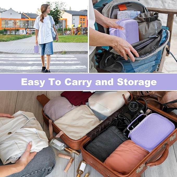 Hikkon Camera Case Compatible for ESOXOFFORE/Upgrade/Dylanto/Yehtta/HiMont/CAMCLID Kids Instant Print Camera Toy,Portable Digital Camera Storage Holder Organizer Bag (Case Only) - Purple