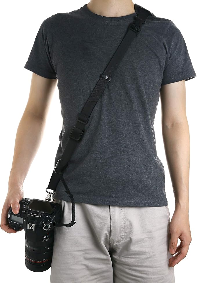 Camera Strap,DSLR Shoulder Strap Crossbody Sling Quick Release Storage Pocket Black