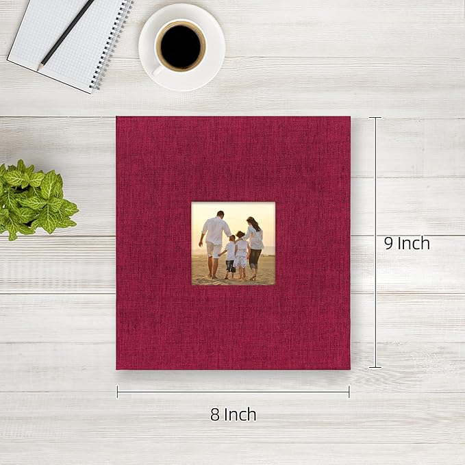 potricher Small Photo Album 4x6 200 Photos Linen Cover Picture Photo Book for Family Wedding Anniversary Baby Vacation (Red,200 Pockets)
