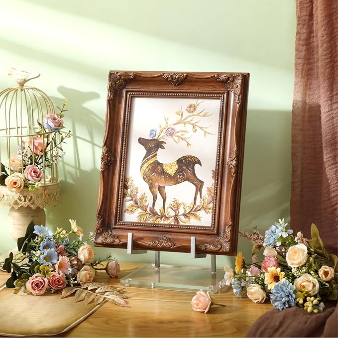 Shimeyao Metal Display Easel Stand Clear Tabletop Easel Stand Modern Abstract Tabletop Display Holder for Books Plate Photo Frame Artwork Record Albums( 8 x 5 x 3 Inch)