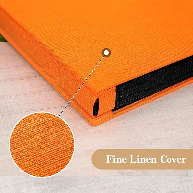 potricher Small Photo Album 4x6 200 Photos Linen Cover Picture Photo Book for Family Wedding Anniversary Baby Vacation (Orange,200 Pockets)