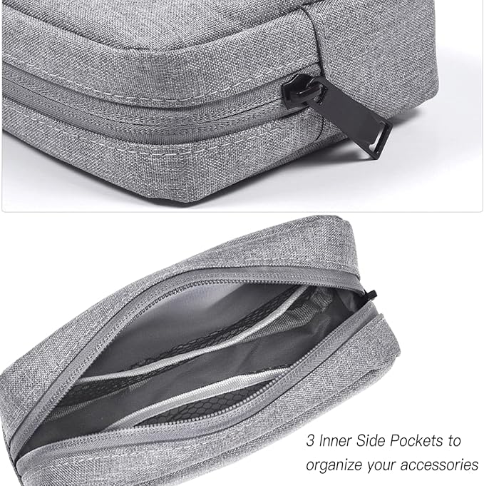 Electronic Bag Travel Cable Accessories Bag Waterproof Electronics Organizer Portable Storage Case for Cable, Cord, Charger, Phone, Power Bank, Earphone (Small-Light Grey)