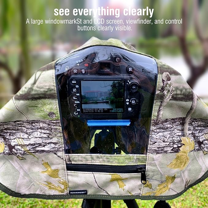 Camera Rain Cover with Openable Viewing Window & Strap Mountable Design,Waterproof Camera Raincoat Sleeve Protector (XXL)