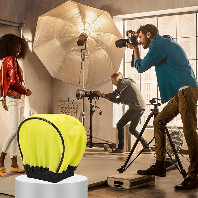 PATIKIL 3.5" x 3.7" Soft Mini Flash Diffuser Cap, 2 Pack Universal Elastic Flash Diffuser Cover for DSLR Camera Flashlight, Yellow
