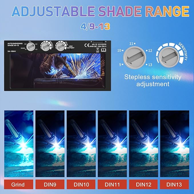 SHINE 2x4 1/4 Gold Auto Darkening Welding Lens, Ultra Clear, Variable Shade 4/9-13, True Color Technology for Pipeliner Pancake Welding Hood and Fibre-Metal Welding Hoods