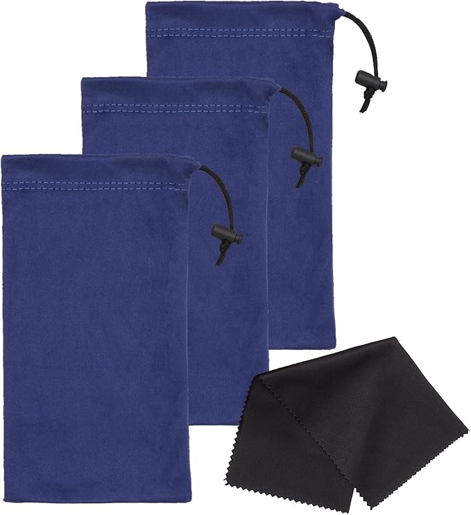 Mamlyn Premium Quality Microfiber Sunglasses Pouch With Spring Fastener