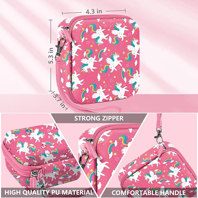 Leayjeen Kids Camera Case Compatible with ESOXOFFORE/Dylanto/GKTZ/HiMont/CAMCLID Kids Camera Instant Print for Christmas Gifts and Birthday Gifts for Kids 3-12 Years Old - Pink Unicorn (Case Only)