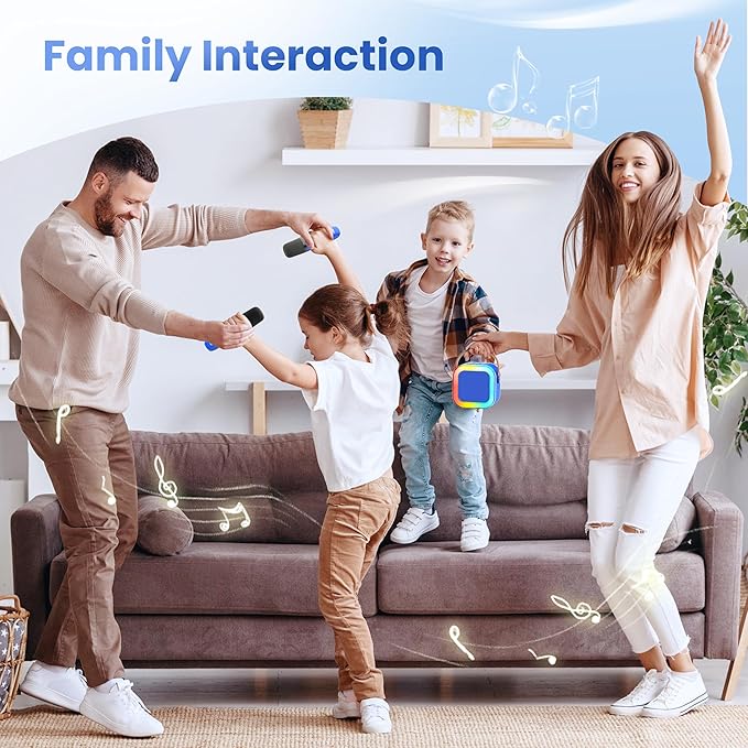 Karaoke Machine for Kids Adults, Portable Bluetooth Speaker with 2 Wireless Karaoke Microphones Player, 2026 TOP Birthday for Girls Boys 3,4,5,6,7,8+Year Old Toddler Kids Toys(Deepblue)