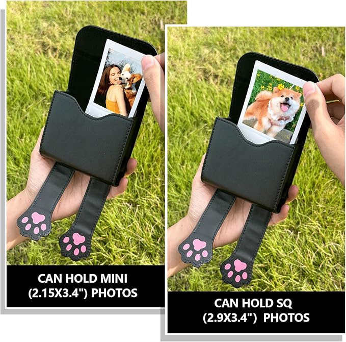 WOGOZAN Square Album for Fujifilm Instax Square/SQ1/SQ40/SQ6/SQ10/SQ20/SP-3 Instant Camera 2.9x3.4 Inch Films for Instax Square Film, SQ Photo Pouch Bag with PU Leather Material (Black Kitten)