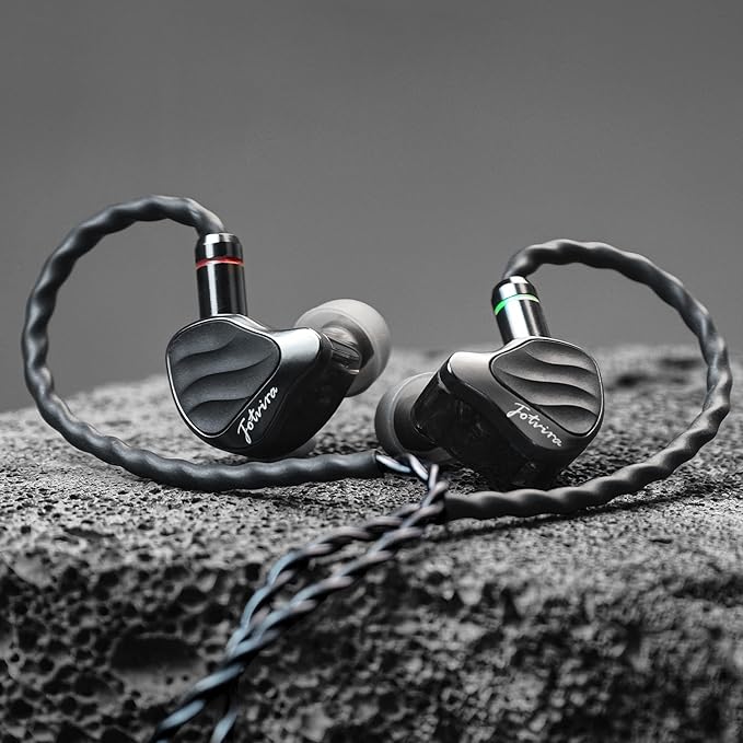 Hybrid in Ear Monitors Headphones with Mic, IEM Earphones 10mm Dual Dynamic Drivers, HiFi Wired Earbuds, Zinc Alloy Faceplate in Ear Monitor with Silver-Plated Detachable Cable for Musician