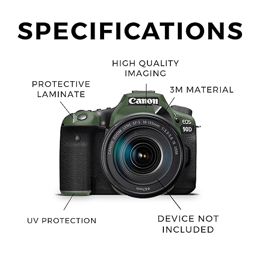 Camera Skin Compatible with Canon EOS 90D Camera (2019) - Solid Olive - Premium 3M Vinyl Protective Wrap Decal Cover - Easy to Apply | Crafted in The USA by MightySkins